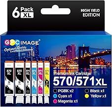 GPC Image 570XL 571XL Ink Cartridges Compatible for Canon 570 571 Ink Cartridges for Canon PIXMA MG5750 MG5751 MG5700 MG5500 TS6050 MG6800 MG6850 MG6851 TS5000 TS5050 TS5051 (PGBK/BK/C/M/Y, 6 Pack)