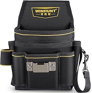 WINHUNT Tool Belt Pouch, Electrician Pouch 18 Pocket with Adjustable Nylon Belt 15x4x22cm Black (18 Pockets)