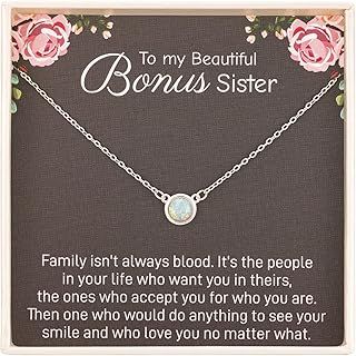RareLove Sister in Law Christmas Gifts,Gifts for Sister in Law,To My Bonus Sister 925 Sterling Silver White Opal Necklace for Unbiological Sister Gift,Wedding,Thank You,Bridesmaid,Bridal Shower Gift