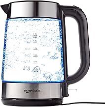 Amazon Basics Electric Glass Kettle, 1.7 Litres, Black, Silver