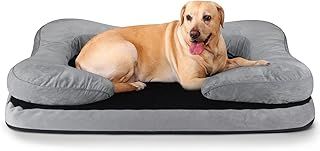Large Dog Bed Sofa 90x70x20cm, 2-in-1 Washable Memory Foam Dog Beds With Removable and Resizable Dog Pillow and Anti Anxiety Dog Mat with Soft Velvet, Waterproof, Non-Slip, Suitable for 95% of Dogs