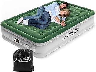 203x152x40cm Double Inflatable Air Mattress, Air Bed with Built-in Electric Pump, Double Blow Up Mattress in 3 Mins Self-Inflation/Deflation, Guest Airbed for Home Portable Camping