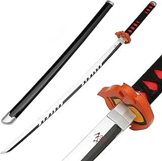 Anime Wooden Samurai Sword compatible with Demon Slayer, Cosplay Ninja Sword Props,for Fans Xmas Or Birthday Anime Lovers Decorative Toys ，41 Inches, Kamado Tanjirou 3