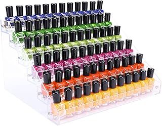 6 Tiers Acrylic Nail Polish Organiser Storage Rack, Clear Nail Varnish Stand Holder Shelf Display Rack Holds up to 72 Bottles for Paint, Essential Oil, Tattoo Ink, Sunglasses Display
