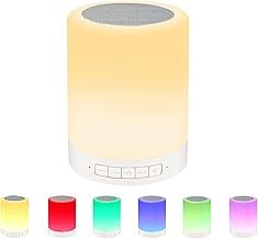 REAWUL Touch Bedside Lamp with Bluetooth Speaker, Table Night Light 3 Touch Dimmable Modes and 7 Colors to Switch, Birthday Gift for Women Men Teens Kids