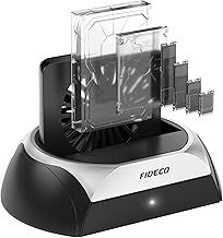 FIDECO Hard Drive Docking Station, M.2 NVME SSD Docking Station with Cooling Fan, Support 2.5 and 3.5 inch SATA HDD SSD, and M.2 NVME SATA SSD, Ultimate Heat Dissipation