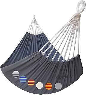 Brazilian Double Hammock 2 Person Extra Large 220x160cm Total Length 330cm Load 300kg Canvas Cotton Hammock for Patio Porch Garden Backyard Lounging Outdoor and Indoor(DarkGrey) XXL