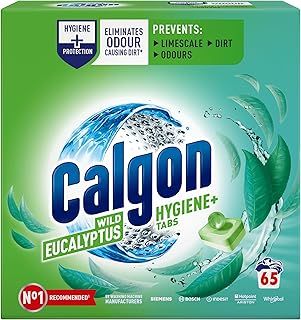 Calgon Hygiene Plus Washing Machine Cleaner & Limescale Remover, Water Softener Tablets, Unscented , 65 Tablets, Pack of 1