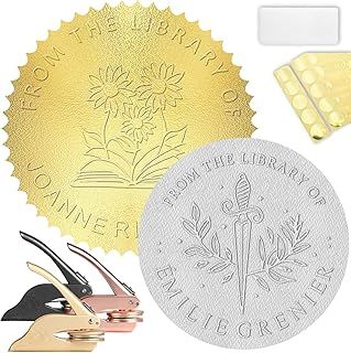 Personalised Custom Book Embosser Stamp with Name Text, Custom Christmas Library Embosser for Readers & Collectors
