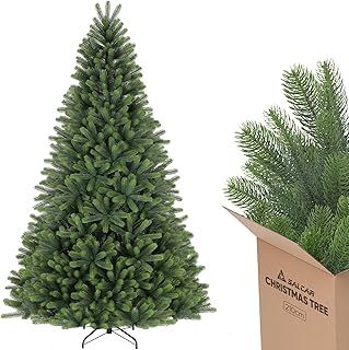 SALCAR 7ft Christmas Tree, 100% PE Injection Moulded Full & Realistic Artificial Xmas Tree with Sturdy Metal Stand and Odorless Branch Tips, Quick Setup