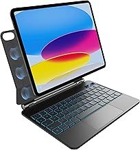 pankeybd Keyboard Case for iPad A16 2025 and iPad 10th Generation 2022, 7 Colour Backlit, Multi-Touch Trackpad, Floating Magnetic Design, Black