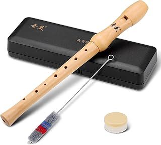 Fentar Wooden Recorder, Soprano Recorder Instrument German Fingering, Recorders for Children Adult Beginner, 2-Part Design, Exquisite 8-Hole Recorders Set with Storage Box Cleaning Brush Cork Grease