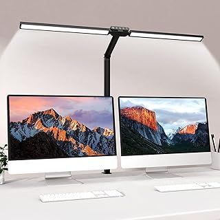 bravzurg LED Desk Lamp, 78cm 24W Monitor Light Bar, Double Head Home Office Clamp Table Lamps, 5 Color Temperatures, 5 Dimmable, Computer USB Light for Screen, Studying, Gaming, Working