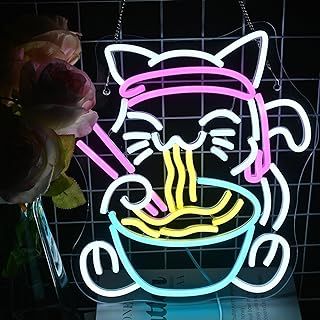 LUCUNSTAR Fortune Cat Ramen Neon Light Sign,Dimmable Japanese Neon Sign,Led Sign for Wall,Neon Bar Signs For Home Bar,for Kitchen Dinning Room Wall Art Decor Gifts