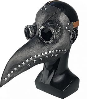 FUXHBFB Schnabelmaske Halloween Mittelalter Pest Maske Plague Arzt Kopfmaske Lange Nase Vogel Schnabel Masken Karneval Horror Steampunk Pestmask für Karneval