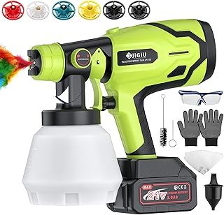 JiGiU Cordless Paint Sprayer - 21V Battery, HVLP Spray Gun, 300W/1000ml, 6 Nozzles, 3 Patterns, Adjustable Flow Control for Cabinet, Wall, Ceiling