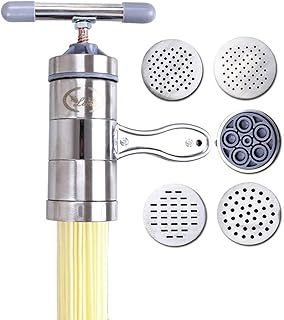 Manual Pasta Maker - Stainless Steel Noodle Machine with 5 Attachments, Durable Pasta Press for Fresh Homemade Pasta, Easy to Use and Clean