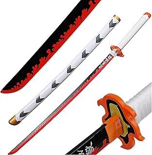 Demon Slayer Sword Rengoku Katana Prop Samurai Sword Toy for Boys, Toy Sword Wooden Swords for Kids, Cosplay Katanas Weapon Decorative(104 Cm)