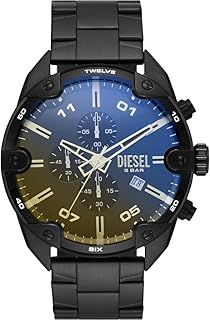 Diesel Spiked Watch for Men, Chronograph Movement with Silicone, Stainless Steel or Leather Strap