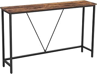 VASAGLE Console Table for Hallway, Slim Sofa Table for Living Room, Hallway Table, Easy Assembly, Rustic Brown and Ink Black LNT020B01