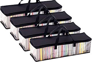 4 Pack PVC Media Storage - Water Resistant CD Holder Case with Handles, Each Holds 48 CDs
