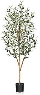 Fopamtri Artificial Olive Tree 120 cm Large Fake Plants, Artificial Silk Plants with Natural Wood Trunk and Lifelike Olive Leaves in Pot for Home, Bedroom, Office, Balcony Decorations (1 Pack)