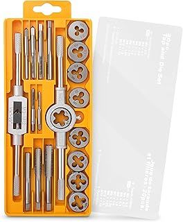 Hi-Spec 20pc Metric Tap & Die Set. Complete M3 to M12 Tapping and Threading Tools with Tap Wrench Accessories