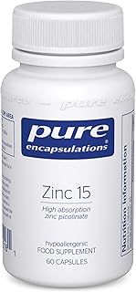 Pure Encapsulations - Zinc 15 - Zinc Picolinate 15mg - Highly Absorbable Hypoallergenic Immune System Supplement - Fertility Supplement - Hair, Skin & Nails - 60 Vegetarian Capsules