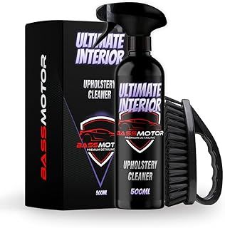 BassMotor Cleans Textile Upholstery for Car Seats and Floor Mats, Interior Fabrics Cleaner with Included Brush Easy to Use Fresh Scent - Ultimate Interior 500ml + Brush