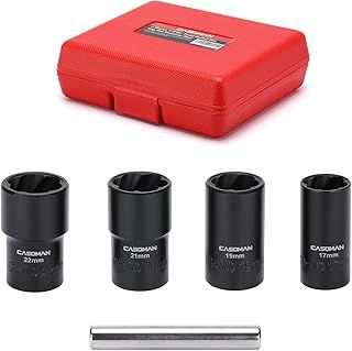 5 Pieces 1/2" Dr. Twist Socket Set, Lug Nut Remover Tool, Metric Bolt and Lug Nut Extractor Socket Tools