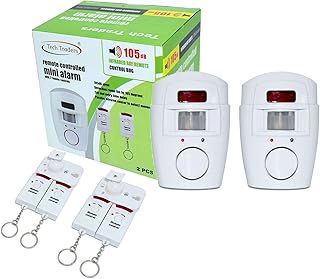 Wireless Pir Motion Sensor Alarm Plus 2 Remote Controls Shed Home Garage Caravan, White [2 Pack]