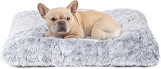 EHEYCIGA Calming Dog Bed Medium, Fluffy Anti Anxiety Dog Bed, Washable Dog Cushion Bed for Crate, Dog Mat Mattress with Anti-Slip Bottom, Grey, 75x50x7.5cm