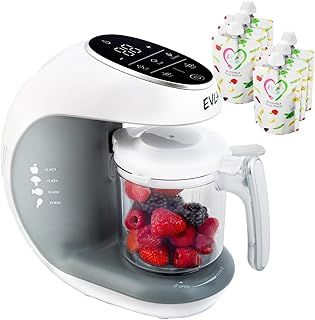 Baby Food Maker | Baby Food Processor Blender Grinder Steamer | Cooks & Blends Healthy Homemade Baby Food in Minutes | Self Cleans | Touch Screen Control | 6 Reusable Food Pouches