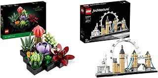 LEGO 10309 Icons Succulents Artificial Plants Set for Adults & 21034 Architecture Skyline Model Building Set, London Eye, Big Ben, Tower Bridge Model Collection, Office Home Décor