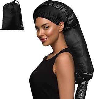 Bonnet Hood Hair Dryer, MSDADA Adjustable Hair Steamer, Portable Hair Dryer, Drying Cap, Net Plopping Cap for Women Long Curly Hair(Black)