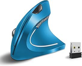 cvavot Ergonomic Mouse Wireless Mouse Rechargeable Vertical Optical Mouse with USB Receiver, 6 Buttons 2.4GHz Adjustable DPI 800/1200/1600 for PC Computer,Laptop,etc (Blue)
