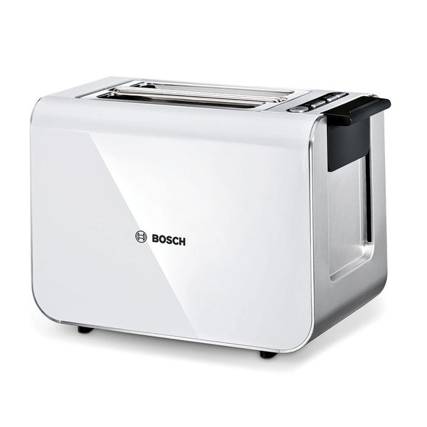 Bosch Styline Compact 2 Slot Stainless Steel Toaster, TAT8611NGB, White