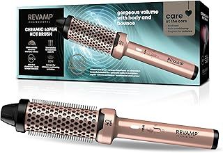 REVAMP Ceramic Hot Brush Styler - 40 mm Round Barrel Hair Curling Brush, Ionic Technology, Progloss Oils for Volumising Body, Bounce, Waves, and Curl - Fast Heat, Snag Free Styling Whilst Blow Drying