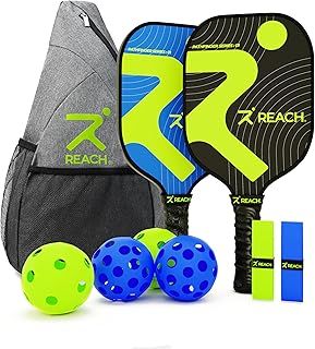 Pickleball Set – 2 Fiberglass Paddles, 4 Balls, Carry Bag – Lightweight Honeycomb Core for Control – Pickleball Paddle for Beginners and Pros