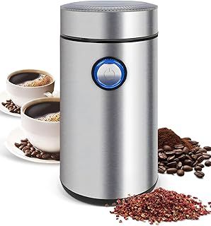 Coffee Grinder Electric - Manual Stainless Steel Coffee Beans Grinder with Safe Lock, Press Button Control, 304 Stainless Steel Blades Fast Grinding for Coffee Beans, Pepper, Grain, Spice, Nuts