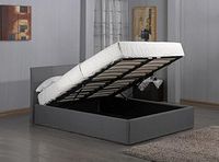 3ft, 4ft, 4ft6, 5ft Fusion Grey Linen Fabric Ottoman Storage Bed Single Double Small Double King Size ltd (4FT6 Storage Double Bed)