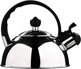 Premier Housewares 1.0 L Stainless Steel Kettle Travel Kettle Silver Stove Kettle- Whistling Kettle 0.3 mm - Mirror Finish (includes Handle) 17h x 18w x 18d cm