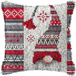 Latch Hook Cushion Kit Christmas Pillowcase - DIY Crochet Yarn Embroidery Kit for Beginners, Adults, Kids - Creativity Gift, Home Decoration - 43Cmx43cm, B (Christmas, Default)