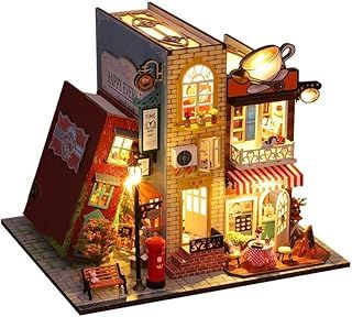 CRIOLPO DIY Doll Miniature House Kit, Book Nook Kit Dollhouse Miniature with Furniture DIY Wooden Crafts Mini Handmade Kit 3D Wooden Puzzle with Sensor Led Light (Luna's Magic House)