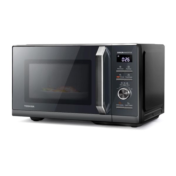 Toshiba 25L 3-in-1 900W Microwave Oven in a Stunning Sleek Morandi Grey Colour, Origin Inverter, Chef Defrost, Microwave, Grill, Combi, 10 Power Levels, 7 Auto Menus, Easy Clean, MW3-AG25PFI(MG)