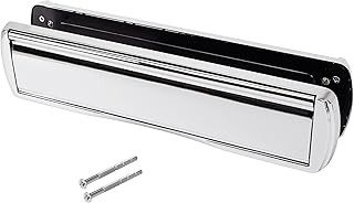 12" Polished Chrome Omega Letterplate Premium Heavy Duty Sprung Letter Box UPVC Wood Door