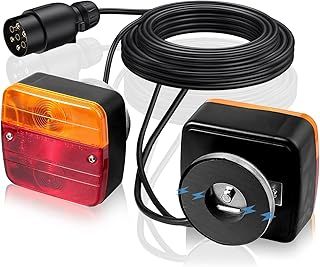 Magnetic Trailer Light Professional 2pcs 12v Magnetic Tail Light Set Waterproof Trailer Rear Lights Set E-Mark With 7.5 m Cable Working as Indicator Lights Tail Rear Light for Camper Van Truck