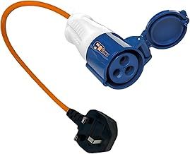 Double Dragon 13A to 16A Fly Lead Converter: UK 230V-240V Mains Hook-Up Cable for Caravan, Campervan, Boat, Motorhome
