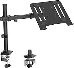 WORLDLIFT Laptop Notebook Desk Mount Stand - Height Adjustable Single Arm Mount Compatible with 17-32" Monitor or 13-17" Laptop with Clamp and Grommet Mounting Base, VESA 75/100, Max Load 17.6lbs