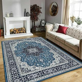 Online Bedding store Area Rugs – New luxury Beautiful modern traditional Area Rugs - Luxury Vintage Design carpet for hallway rugs (Blue, 120 * 170cm (4 ft x 5 ft 6 inch))